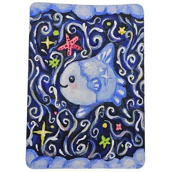 ACEO Swirls & Fish by Sarah Gonzalez, Original Art Card, Marker Ink Pencil - Picture 1 of 4